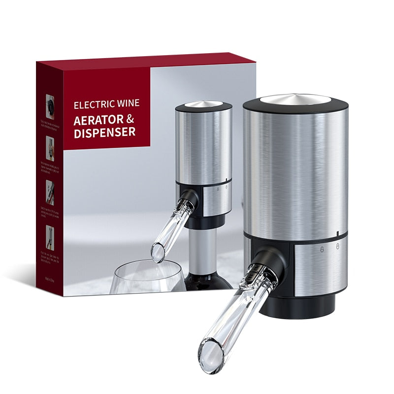 Dispensador Elétrico De Vinho 3 Em 1 Aerador, Decantador E Dispensador