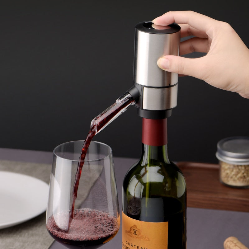 Dispensador Elétrico De Vinho 3 Em 1 Aerador, Decantador E Dispensador